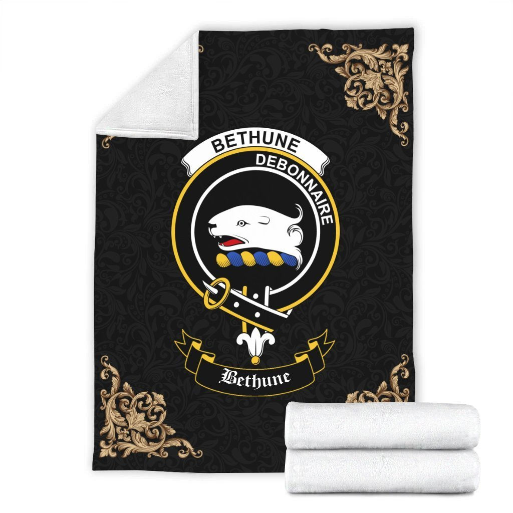 Bethune Crest Tartan Premium Blanket Black