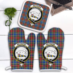 Bethune Tartan Crest Oven Mitt And Pot Holder (2 Oven Mitts + 1 Pot Holder)