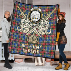 Bethune Tartan Crest Legend Gold Royal Premium Quilt