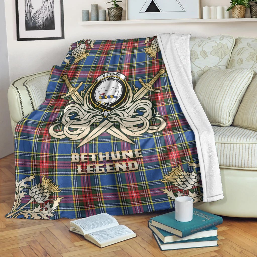 Bethune Tartan Gold Courage Symbol Blanket