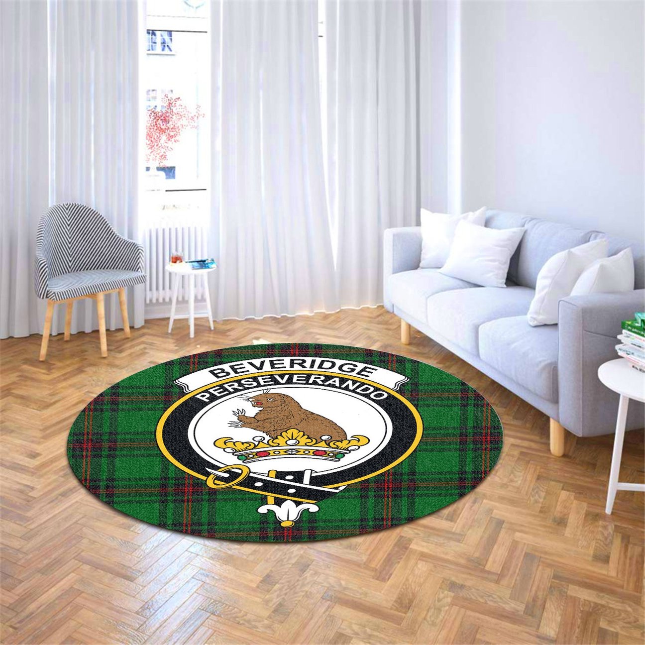 Beveridge Tartan Crest Round Rug