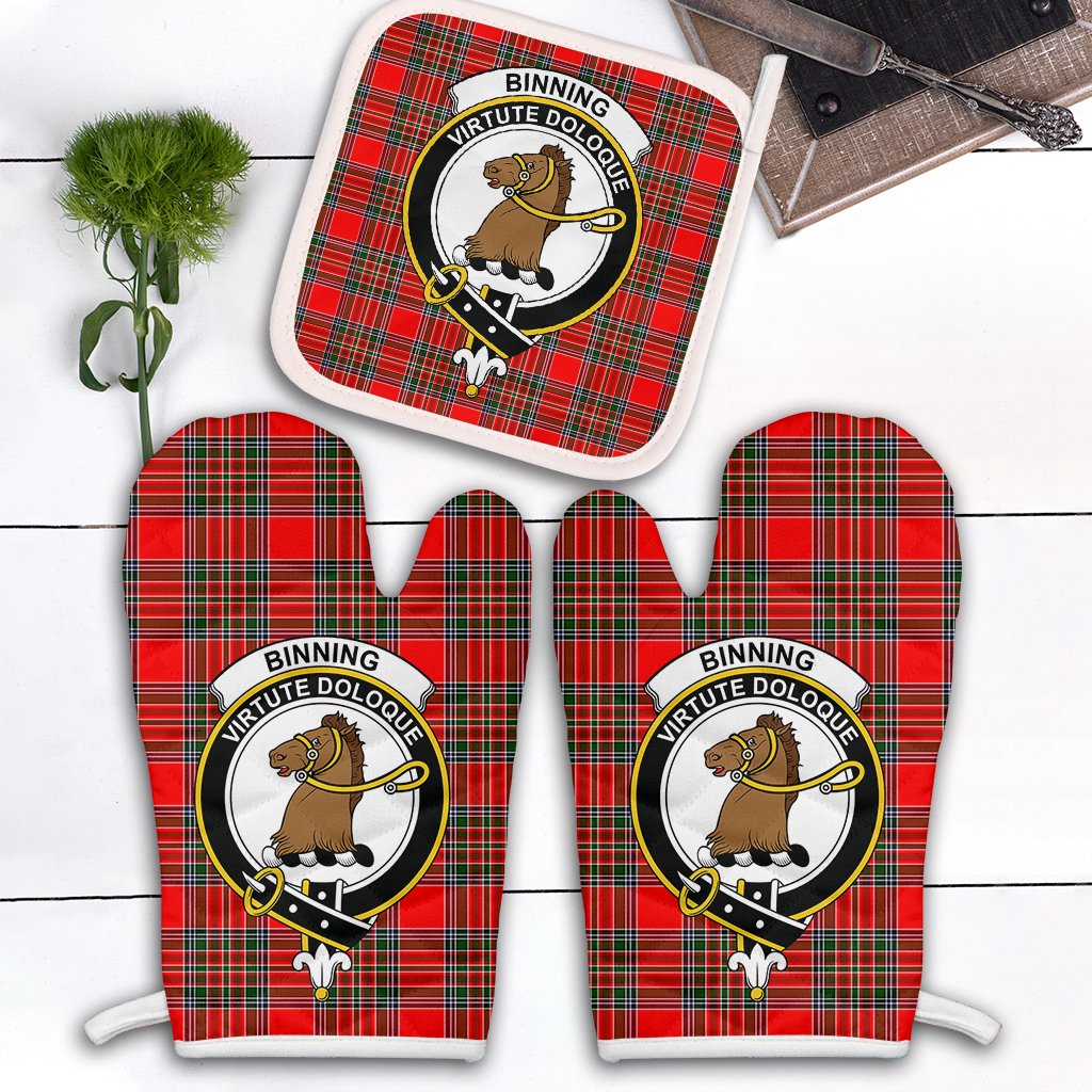 Binning Tartan Crest Oven Mitt And Pot Holder (2 Oven Mitts + 1 Pot Holder)