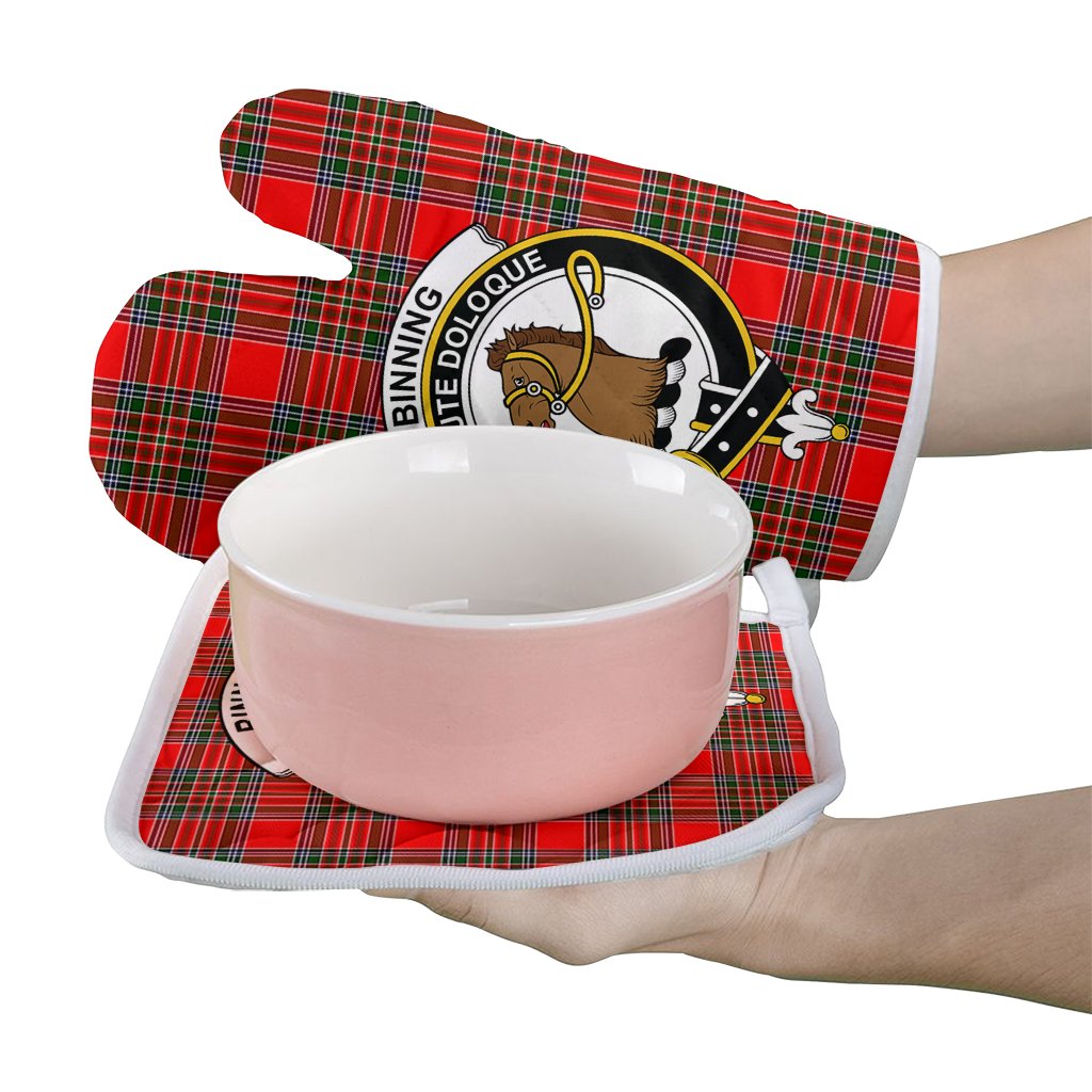 Binning Tartan Crest Oven Mitt And Pot Holder (2 Oven Mitts + 1 Pot Holder)