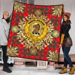 Binning Tartan Crest Premium Quilt - Gold Thistle Style