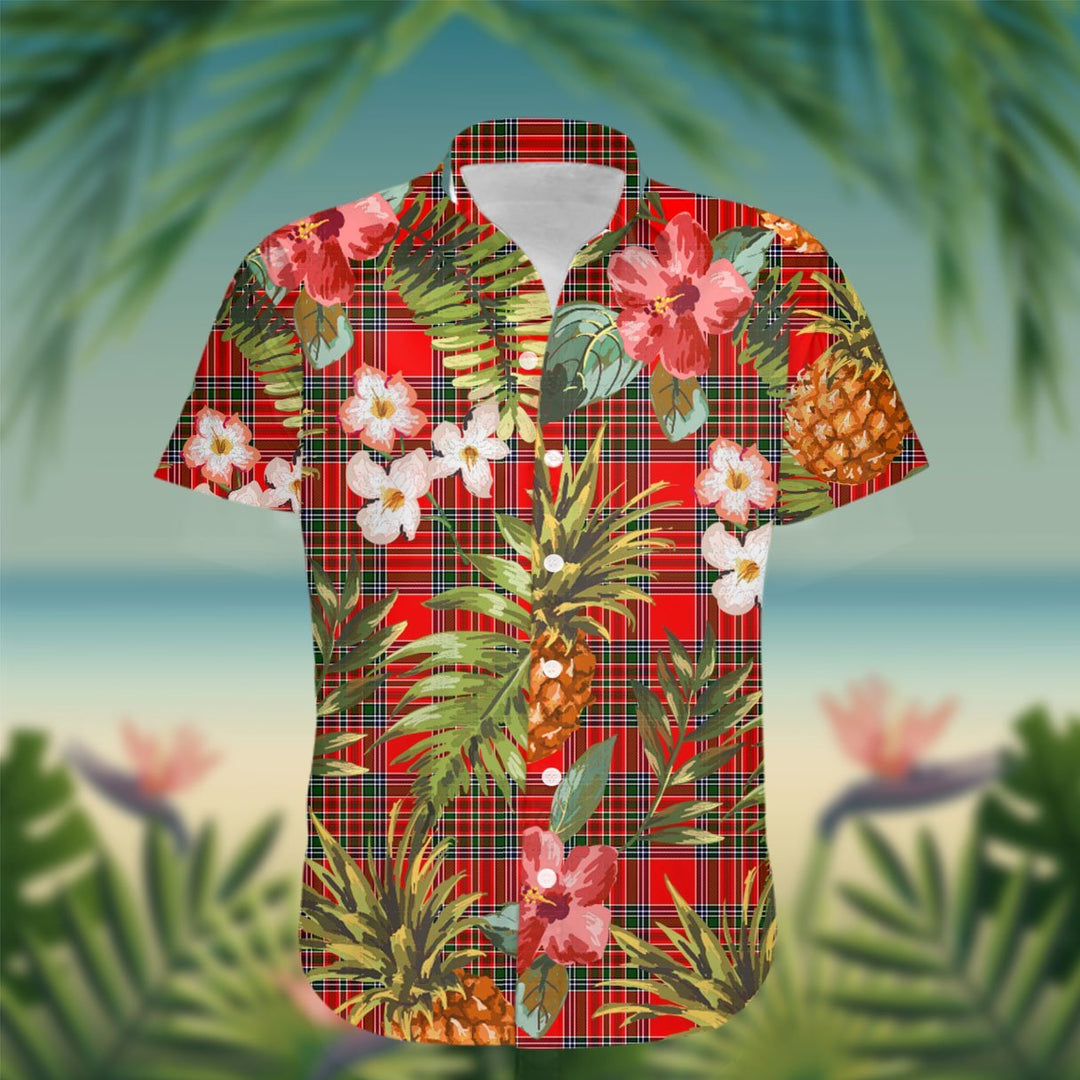 Binning of Wallifoord Tartan Hawaiian Shirt Hibiscus, Coconut, Parrot, Pineapple - Tropical Garden Shirt