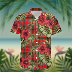 Binning of Wallifoord Tartan Hawaiian Shirt Hibiscus, Coconut, Parrot, Pineapple - Tropical Garden Shirt