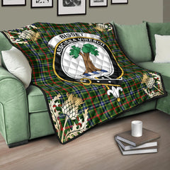 Bisset Tartan Crest Premium Quilt - Gold Thistle Style