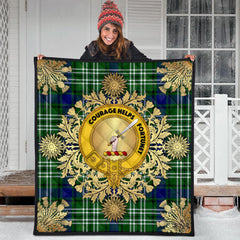 Blackadder Tartan Crest Premium Quilt - Gold Thistle Style