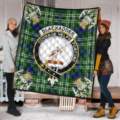 Blackadder Tartan Crest Premium Quilt - Gold Thistle Style