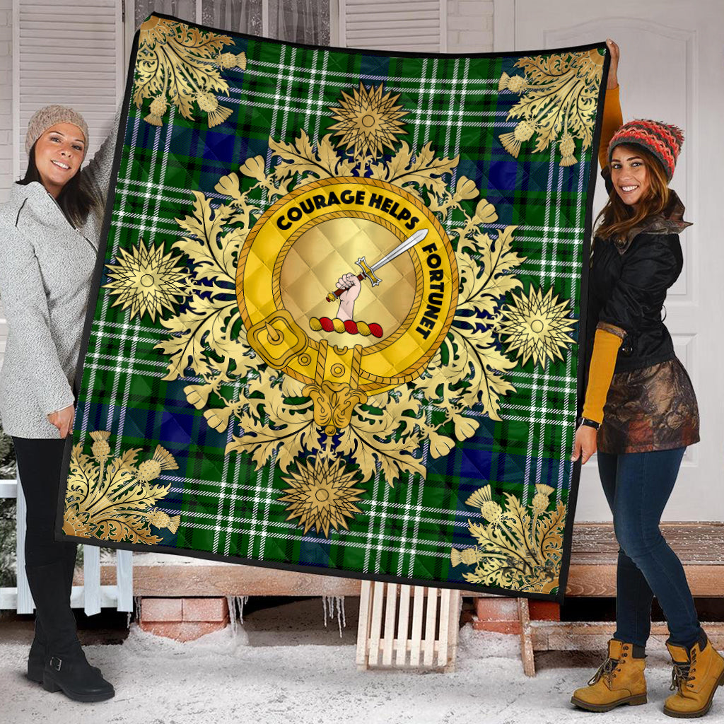 Blackadder Tartan Crest Premium Quilt - Gold Thistle Style