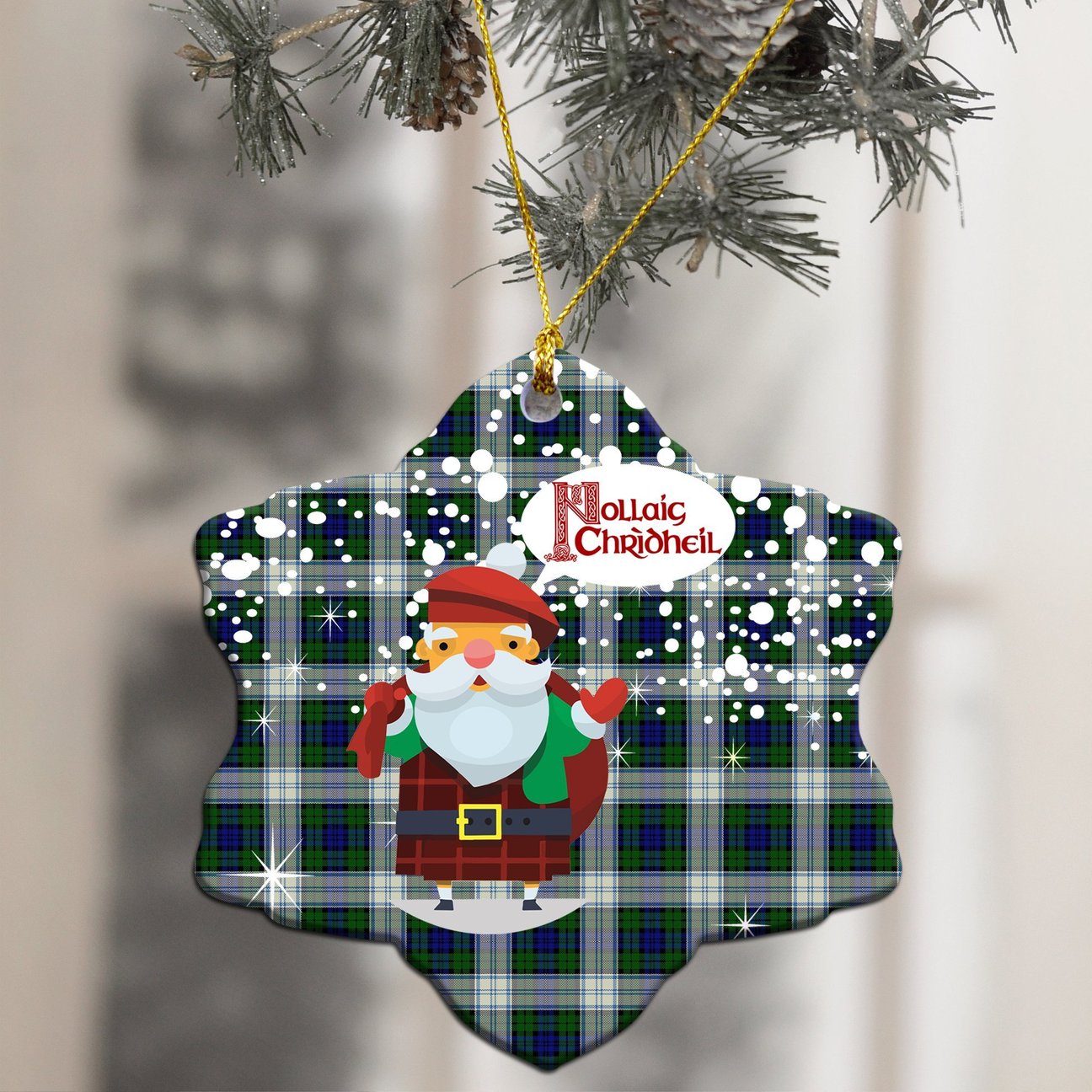 Blackwatch Dress Modern  Tartan Christmas Ceramic Ornament - Santa Style