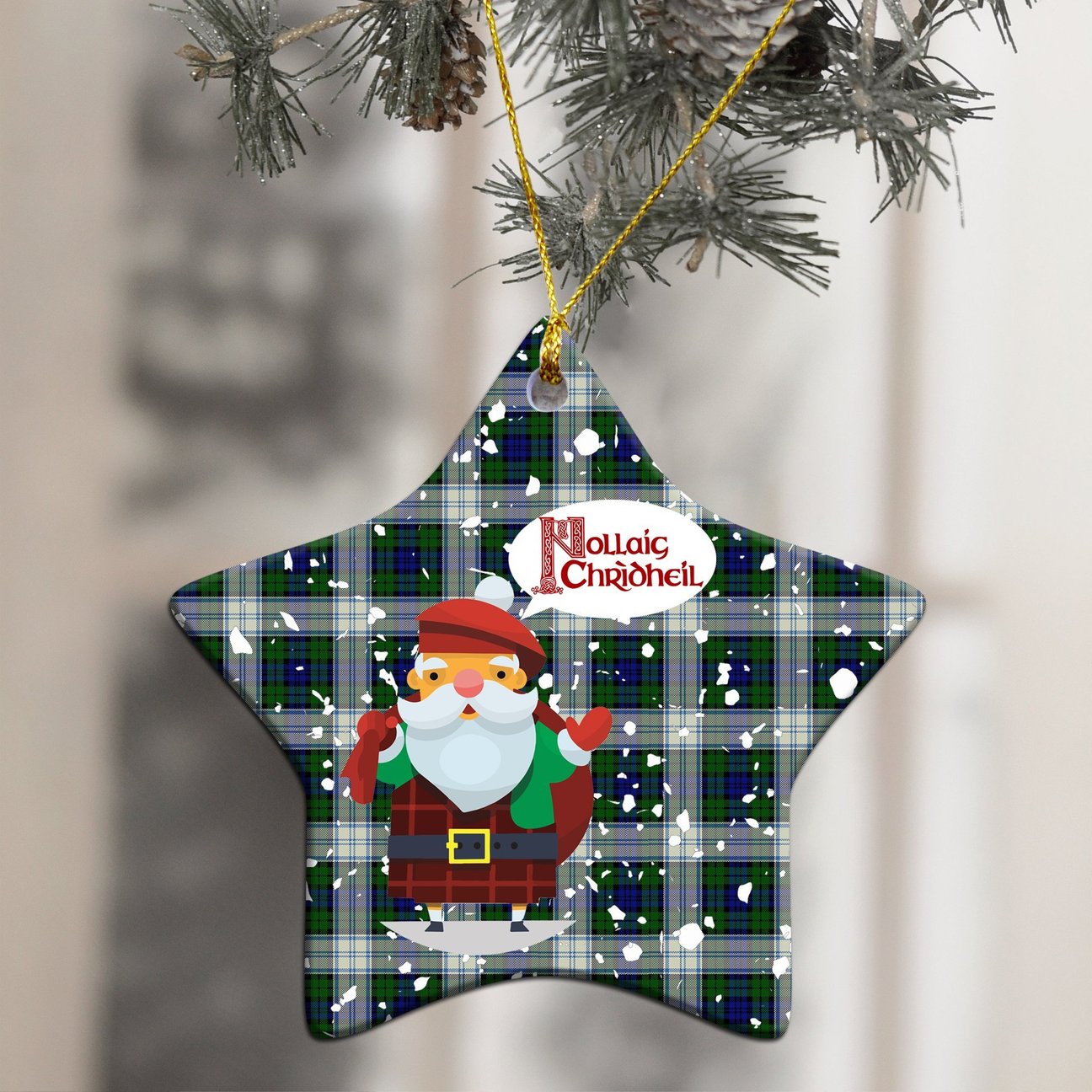 Blackwatch Dress Modern  Tartan Christmas Ceramic Ornament - Santa Style