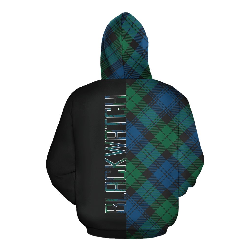 Blackwatch Ancient Tartan Hoodie Half of Me - Cross Style