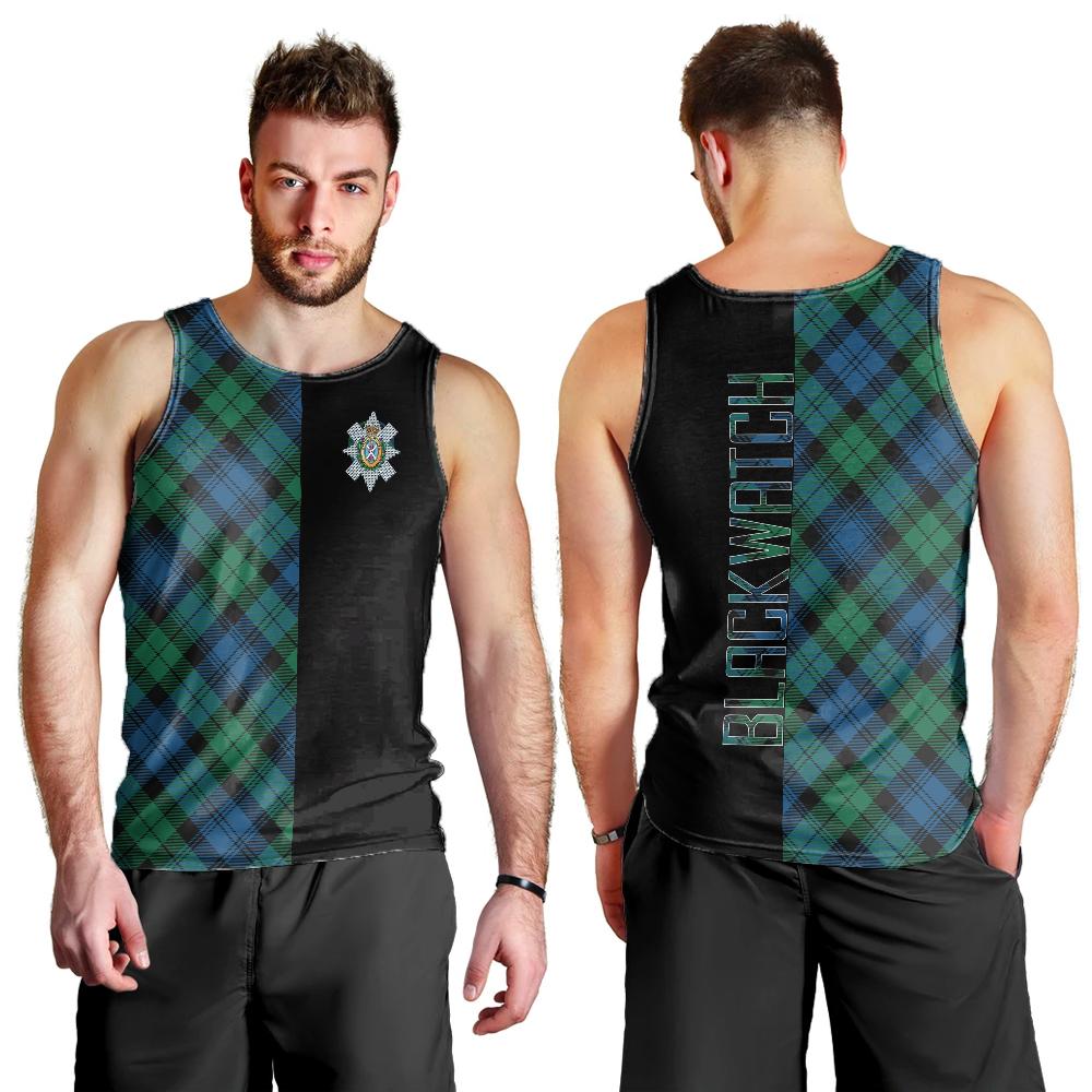 Blackwatch Ancient Tartan Crest Men's Tank Top - Cross Style