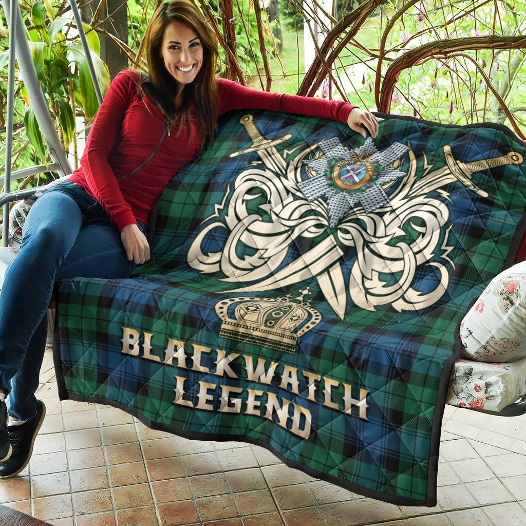 Blackwatch Ancient Tartan Crest Legend Gold Royal Premium Quilt