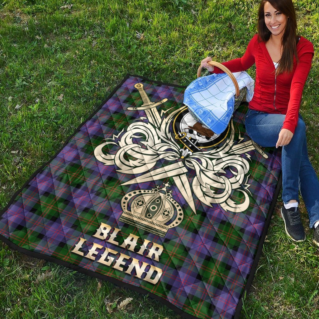 Blair Modern Tartan Crest Legend Gold Royal Premium Quilt