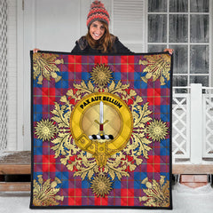 Blane Tartan Crest Premium Quilt - Gold Thistle Style