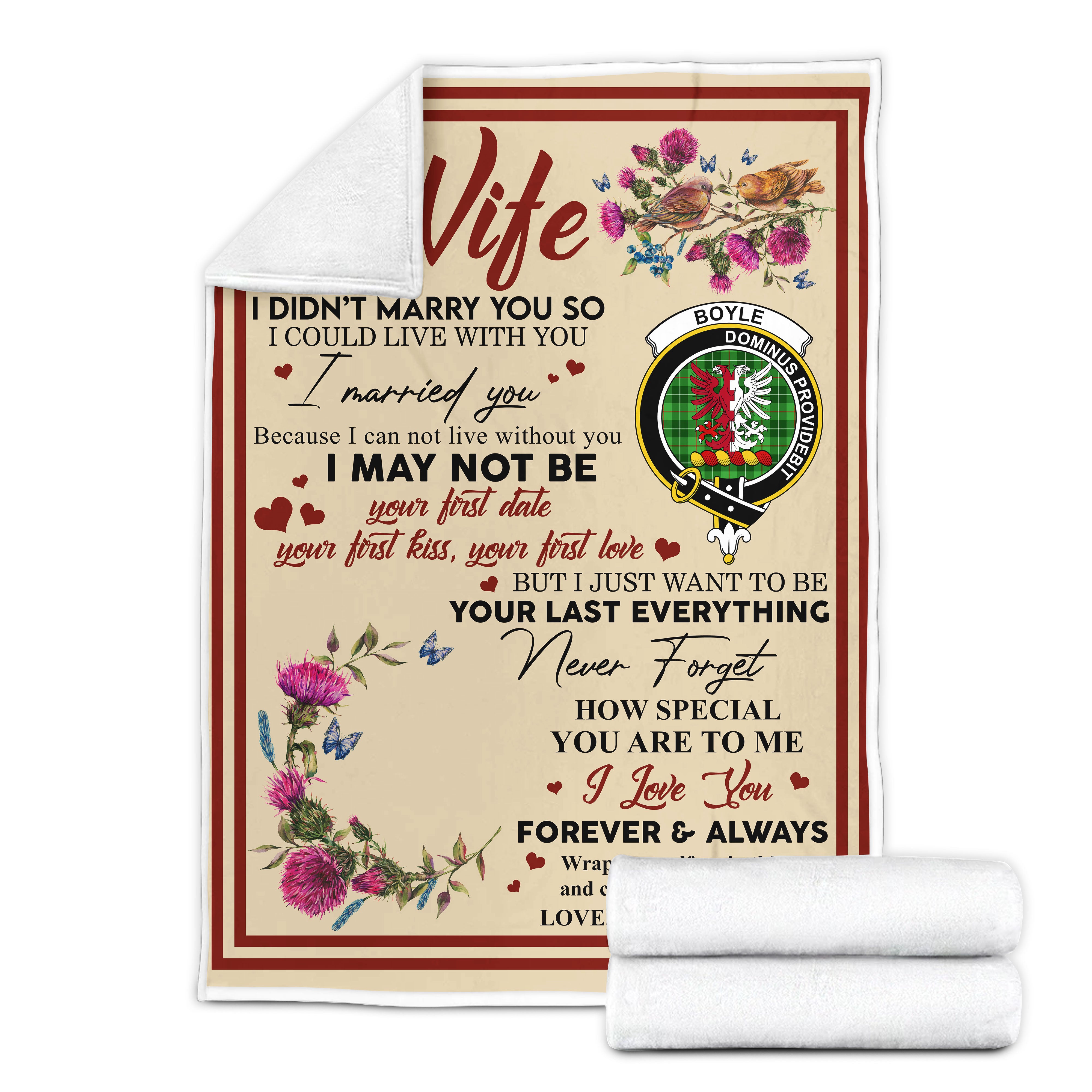 Scots Print Blanket - Boyle Tartan Crest Blanket To My Wife Style, Gift From Scottish Husband