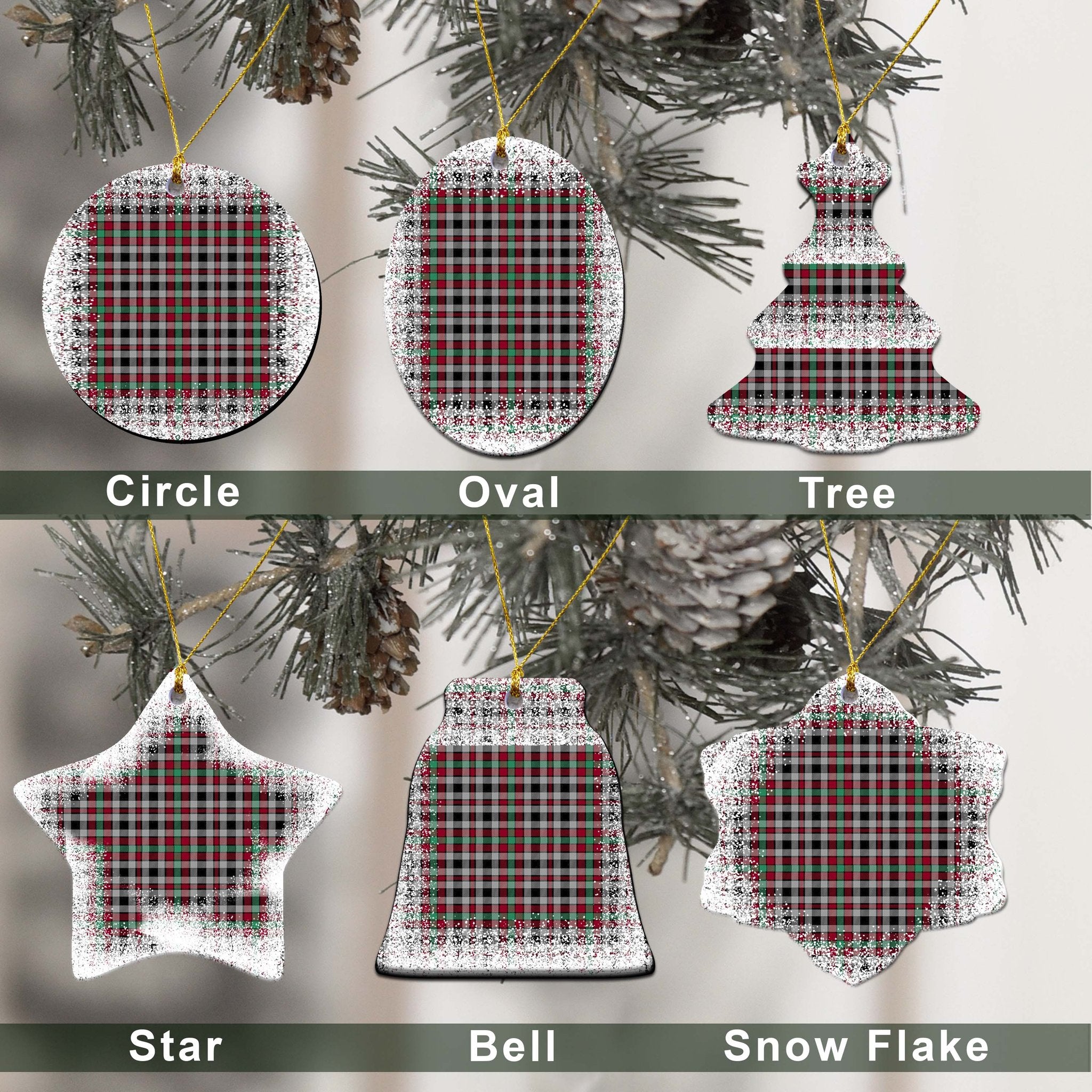 Borthwick Tartan Christmas Ceramic Ornament - Snow Style