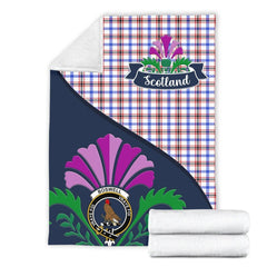 Boswell Tartan Crest Premium Blanket - Thistle Style