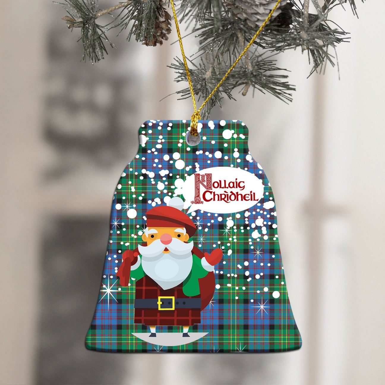 Bowie Ancient Tartan Christmas Ceramic Ornament - Santa Style