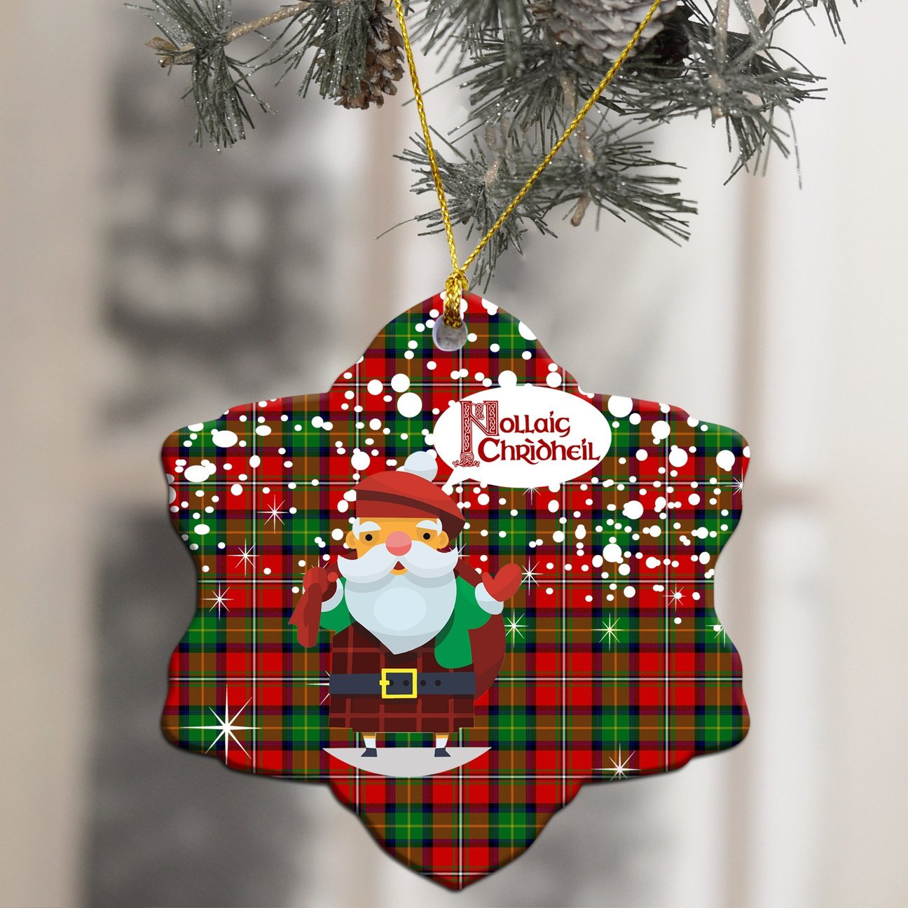 Boyd Modern Tartan Christmas Ceramic Ornament - Santa Style