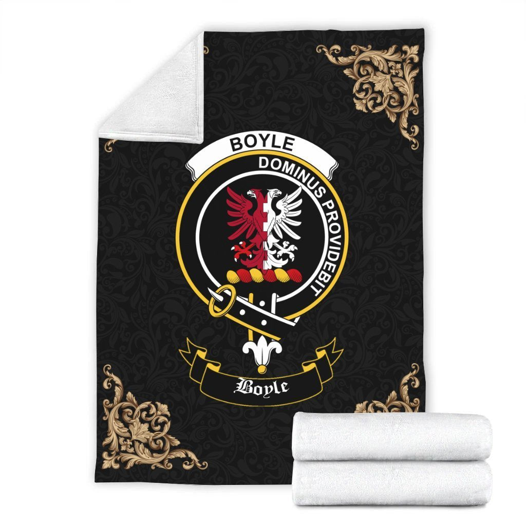 Boyle Crest Tartan Premium Blanket Black