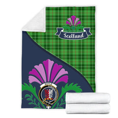 Boyle Tartan Crest Premium Blanket - Thistle Style