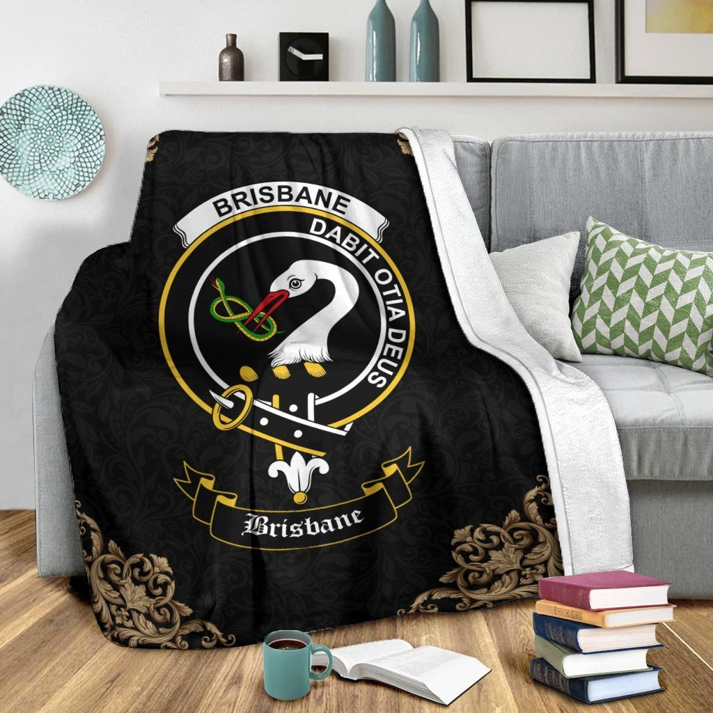 Brisbane Crest Tartan Premium Blanket Black