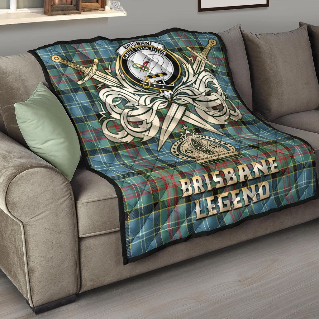 Brisbane Modern Tartan Crest Legend Gold Royal Premium Quilt