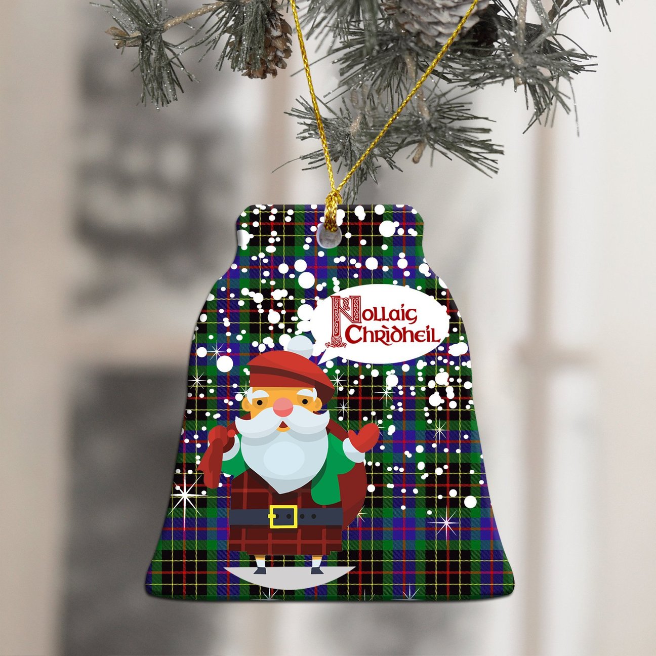 Brodie Hunting Modern Tartan Christmas Ceramic Ornament - Santa Style