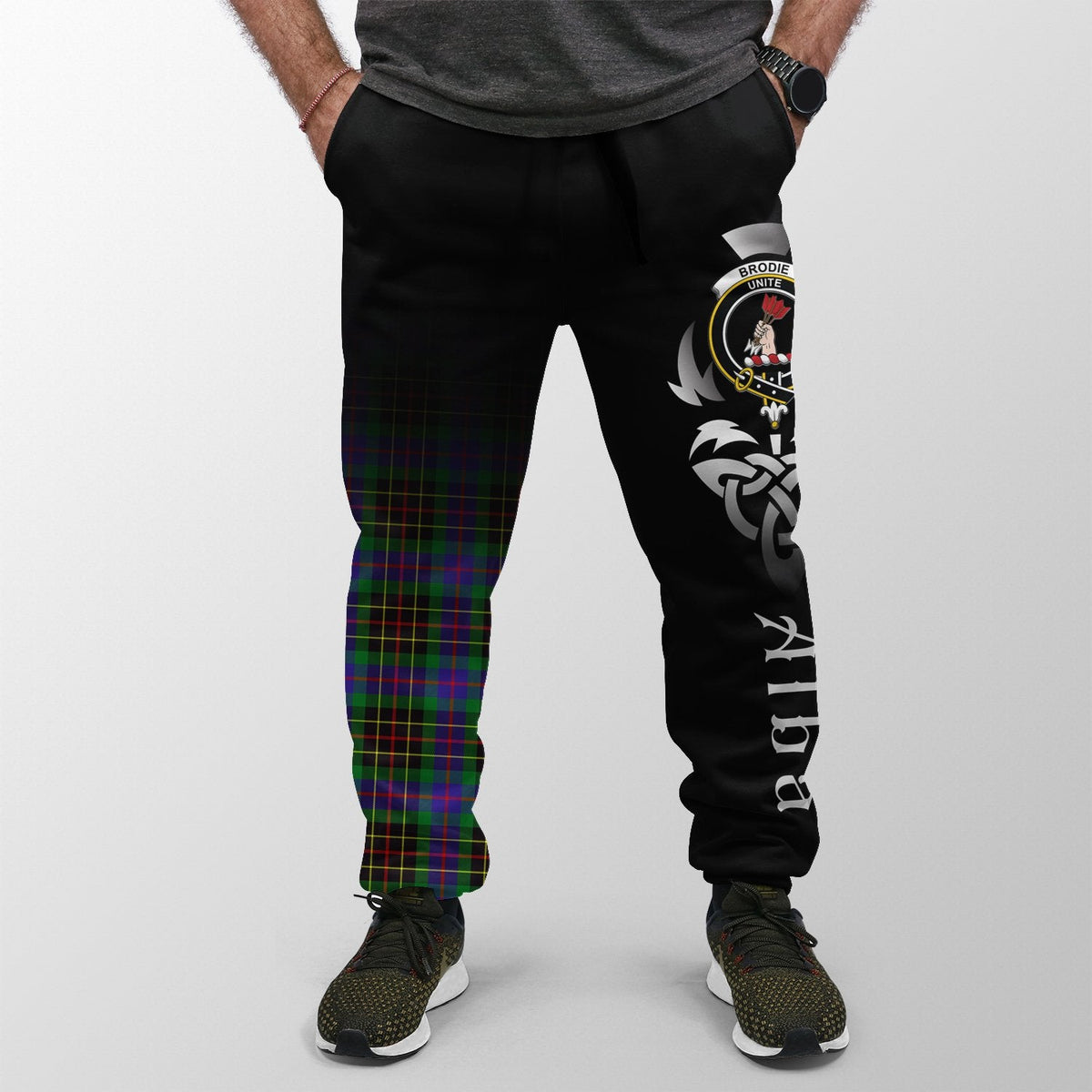 Brodie Hunting Modern Tartan Crest Jogger Sweatpants - Alba Celtic Style