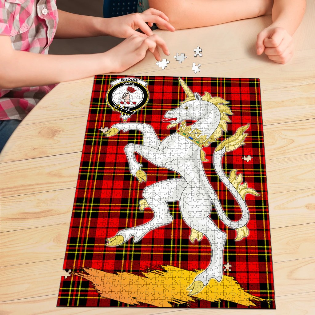 Brodie Modern Tartan Crest Unicorn Scotland Jigsaw Puzzles