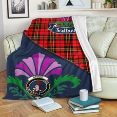 Brodie Tartan Crest Premium Blanket - Thistle Style