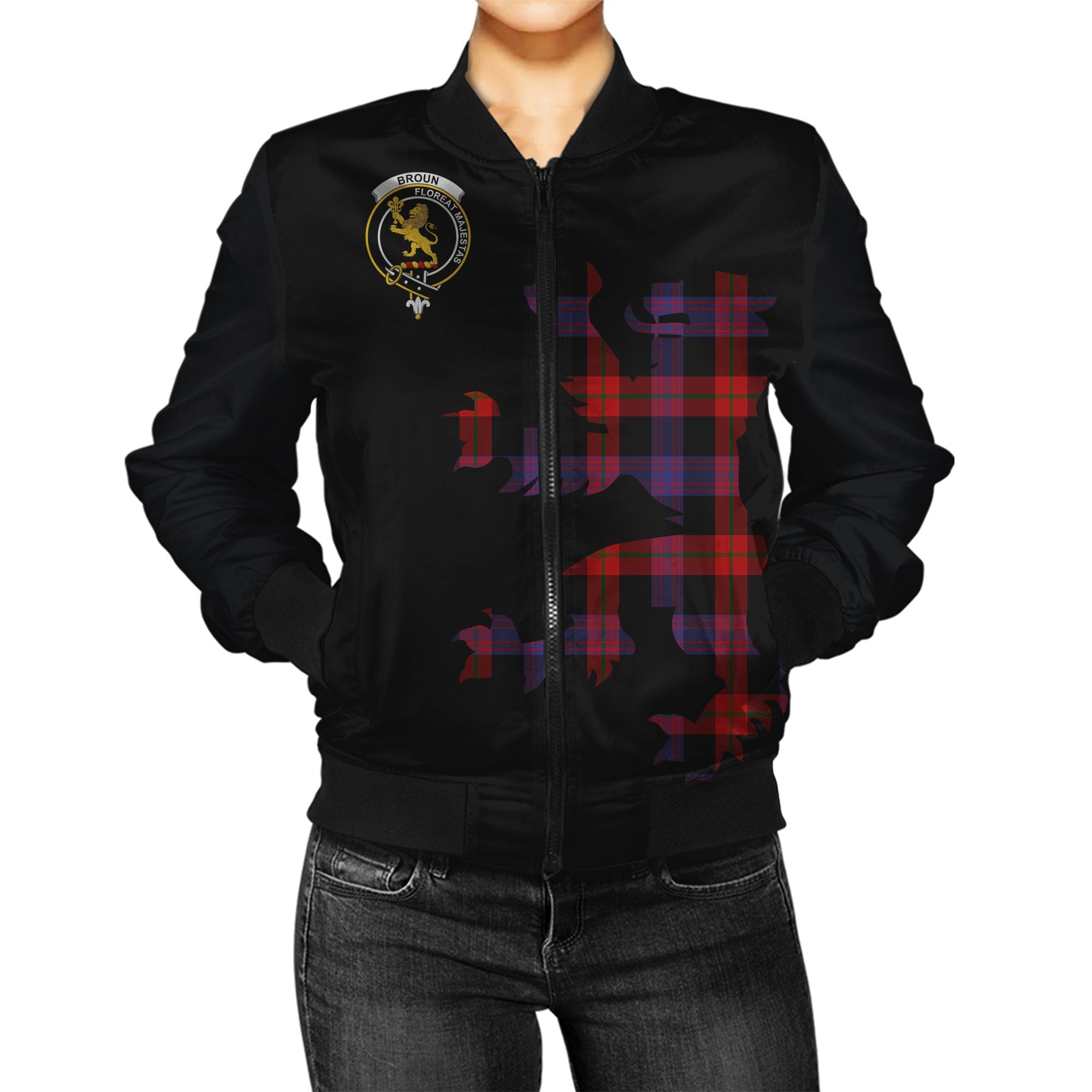 Broun Tartan Bomber Jacket Lion & Thistle