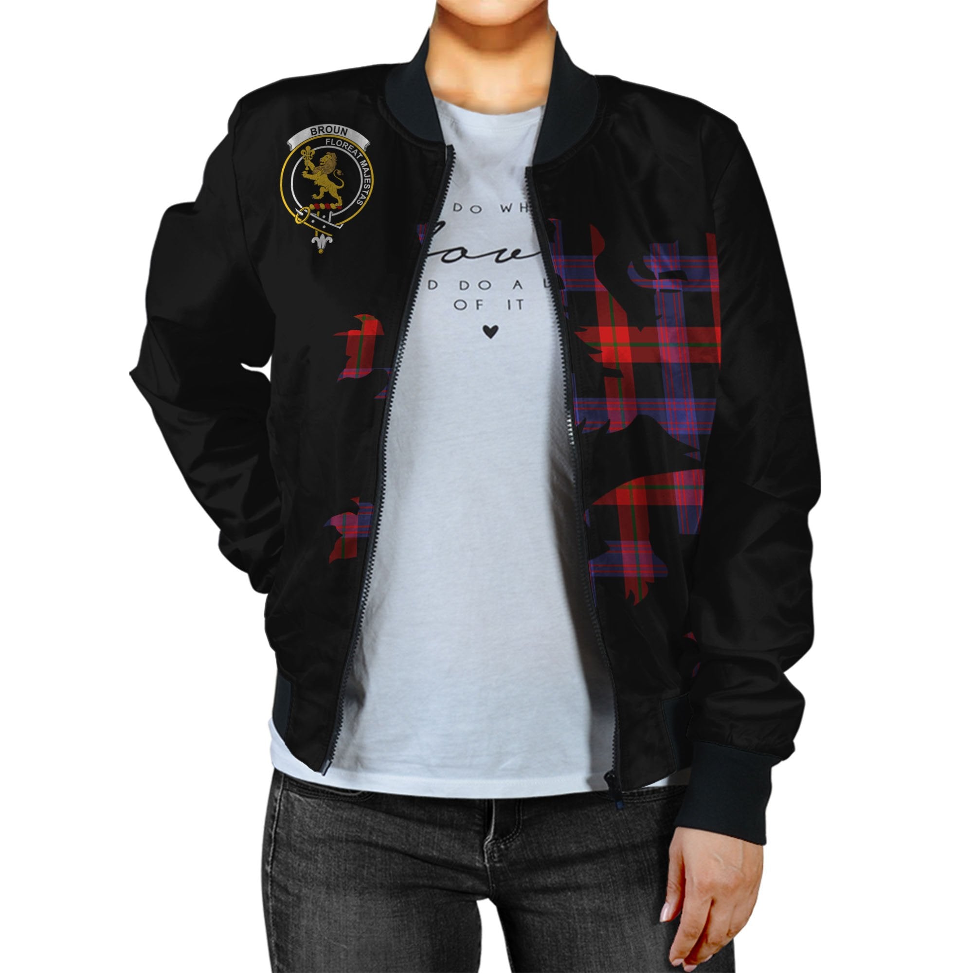 Broun Tartan Bomber Jacket Lion & Thistle