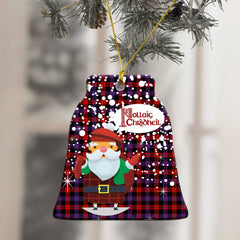 Brown Modern Tartan Christmas Ceramic Ornament - Santa Style