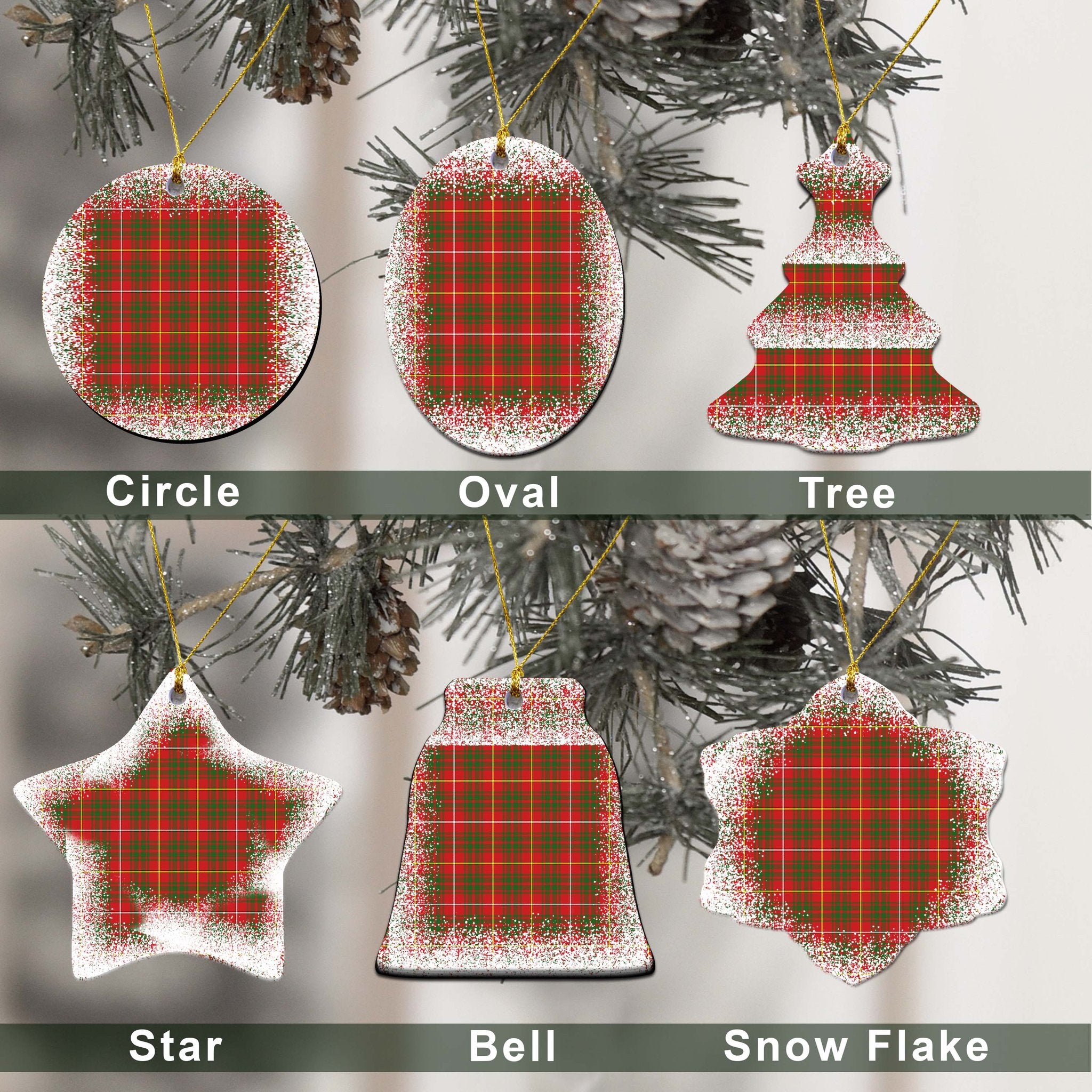 Bruce Tartan Christmas Ceramic Ornament - Snow Style