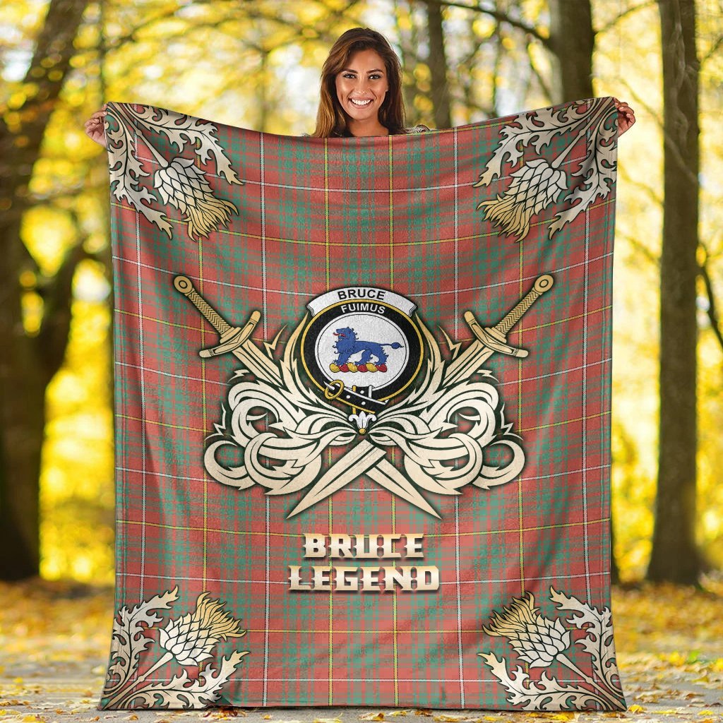 Bruce Ancient Tartan Gold Courage Symbol Blanket