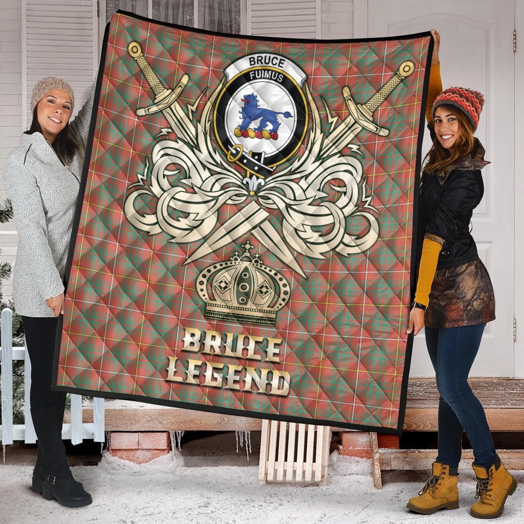 Bruce Ancient Tartan Crest Legend Gold Royal Premium Quilt