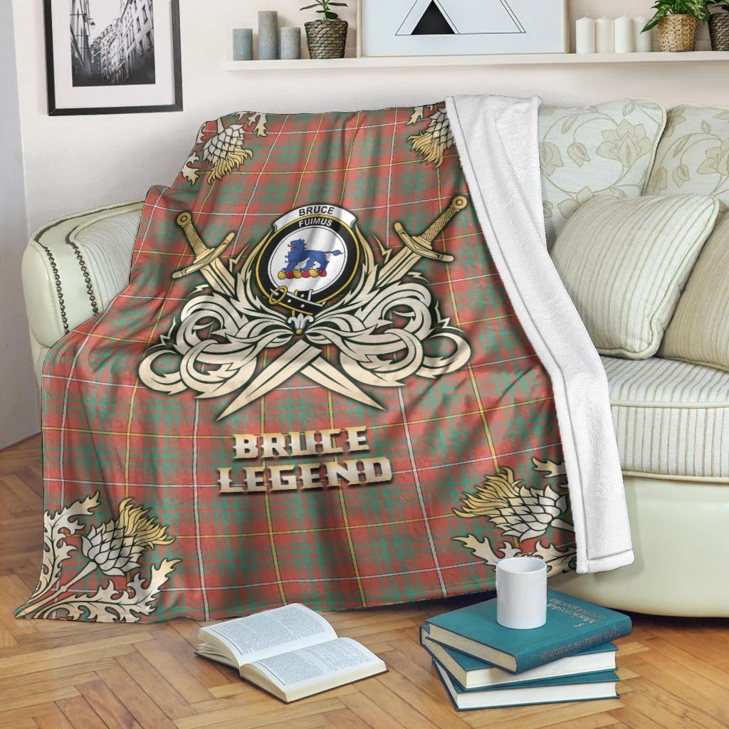 Bruce Ancient Tartan Gold Courage Symbol Blanket