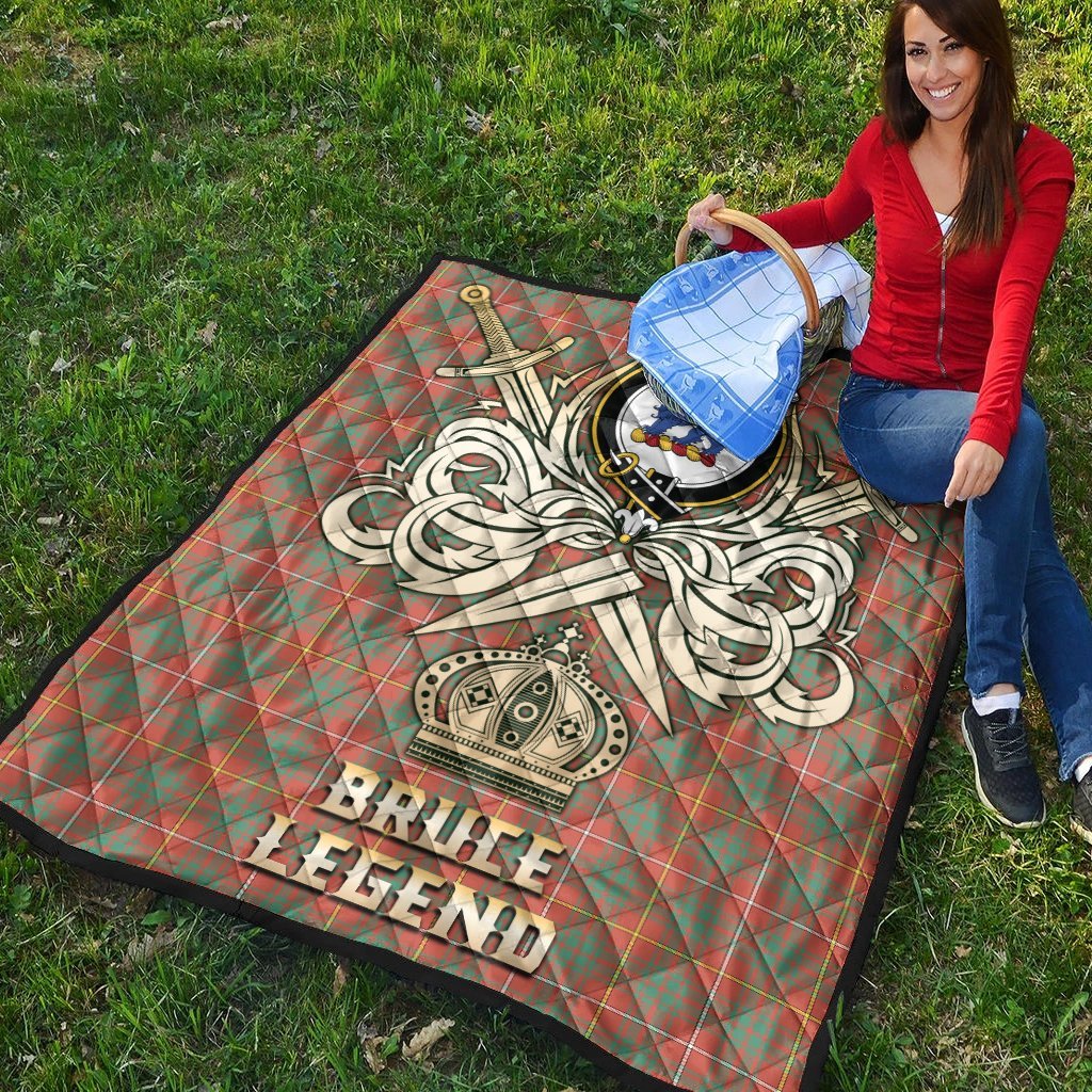 Bruce Ancient Tartan Crest Legend Gold Royal Premium Quilt