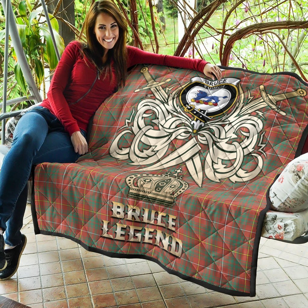 Bruce Ancient Tartan Crest Legend Gold Royal Premium Quilt