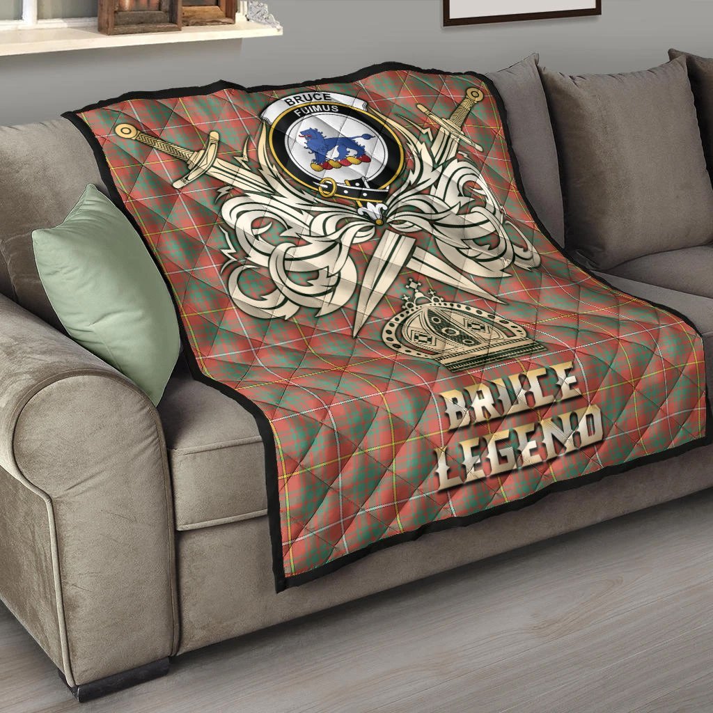 Bruce Ancient Tartan Crest Legend Gold Royal Premium Quilt