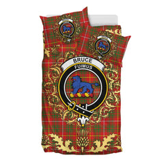 Bruce Modern Tartan Crest Bedding Set - Golden Thistle Style