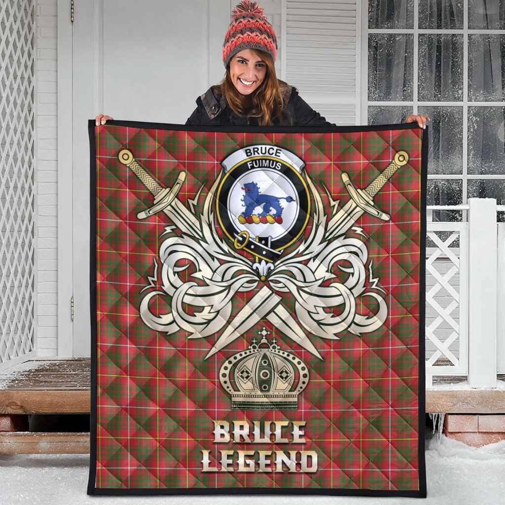Bruce Modern Tartan Crest Legend Gold Royal Premium Quilt