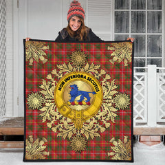 Bruce Modern Tartan Crest Premium Quilt - Gold Thistle Style