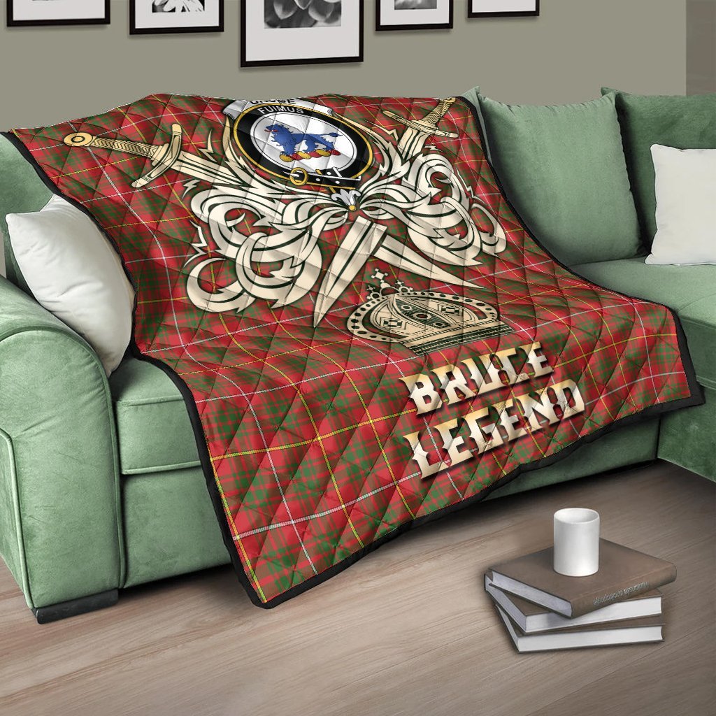 Bruce Modern Tartan Crest Legend Gold Royal Premium Quilt