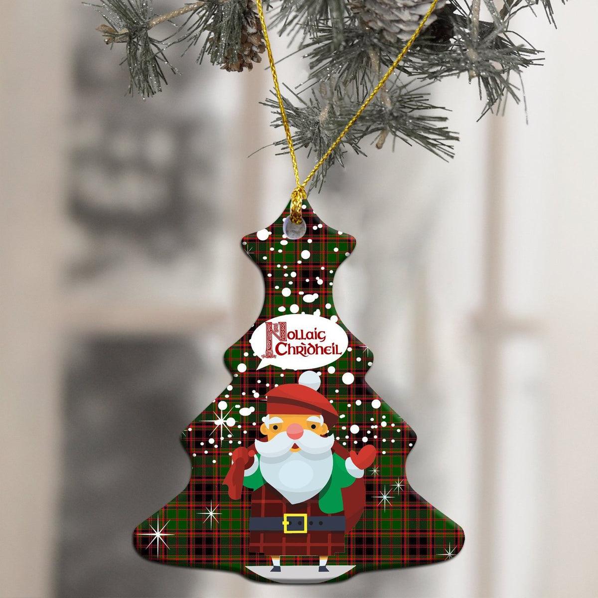 Buchan Modern Tartan Christmas Ceramic Ornament - Santa Style