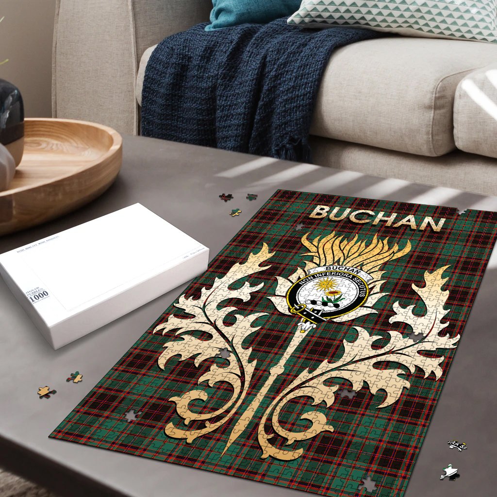 Buchan Ancient Tartan Crest Thistle Jigsaw Puzzles